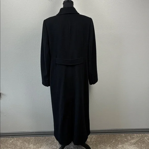 Preston & York Wool Maxi Coat Black 4 Button Collar Pockets Overcoat Classic 12 - Picture 5 of 9